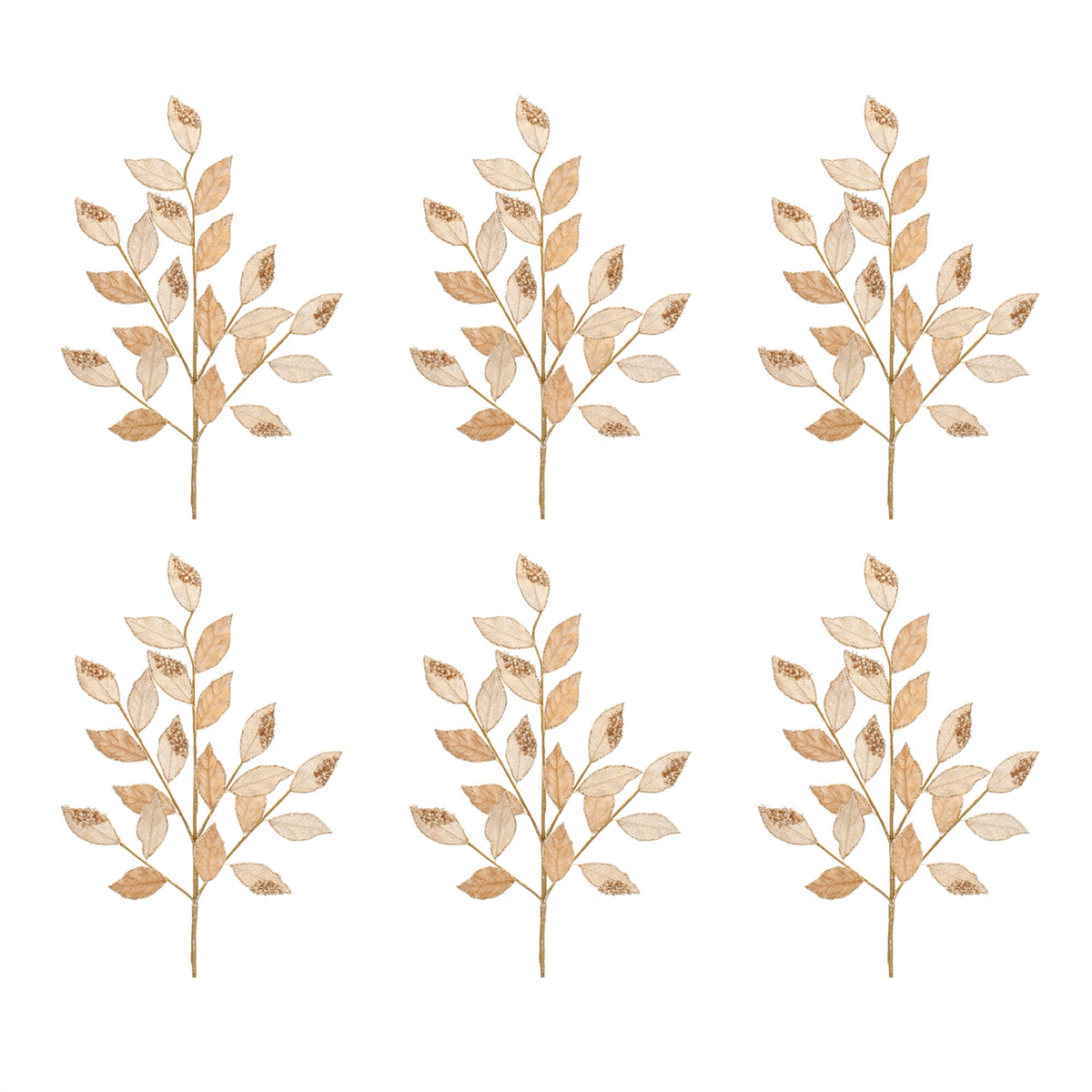 Beaded Leaf Spray (Set of 6) 28”H Polyester
