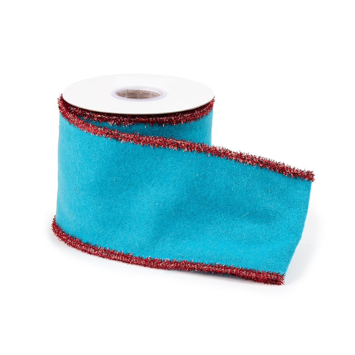 Blue Wool and Red Wired Ribbon (Set of 2)