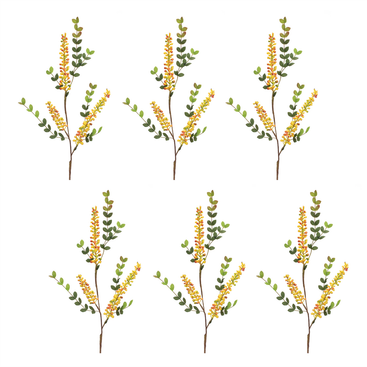 Yellow Berry Foliage Spray (Set of 6)