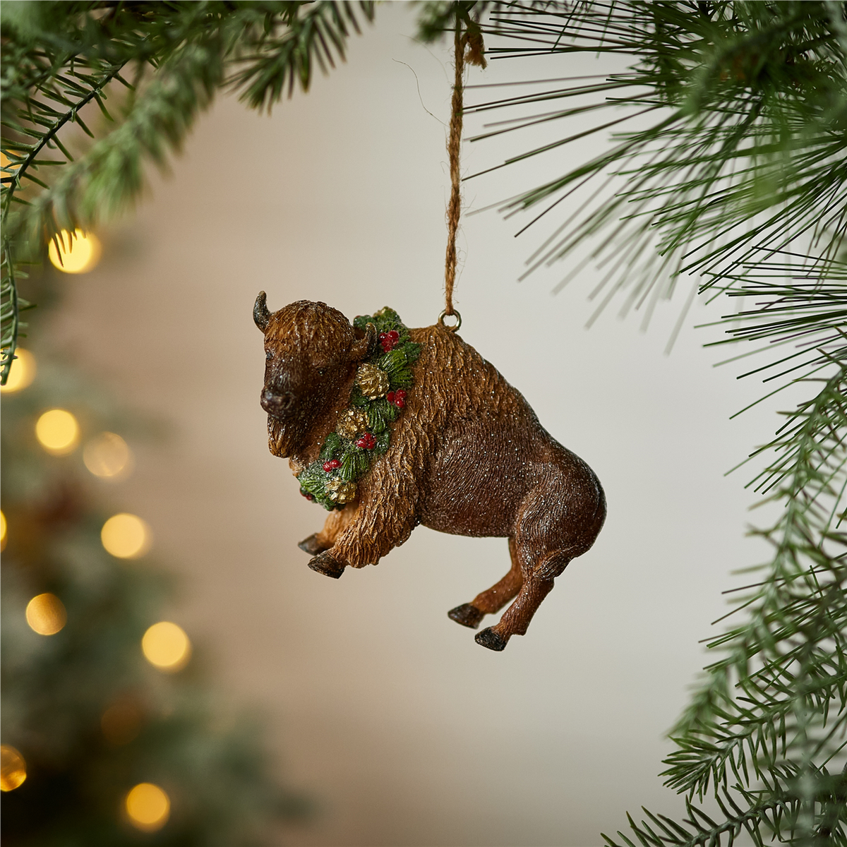 Bison Ornament (Set of 12) 4"L x 2.75"H Resin