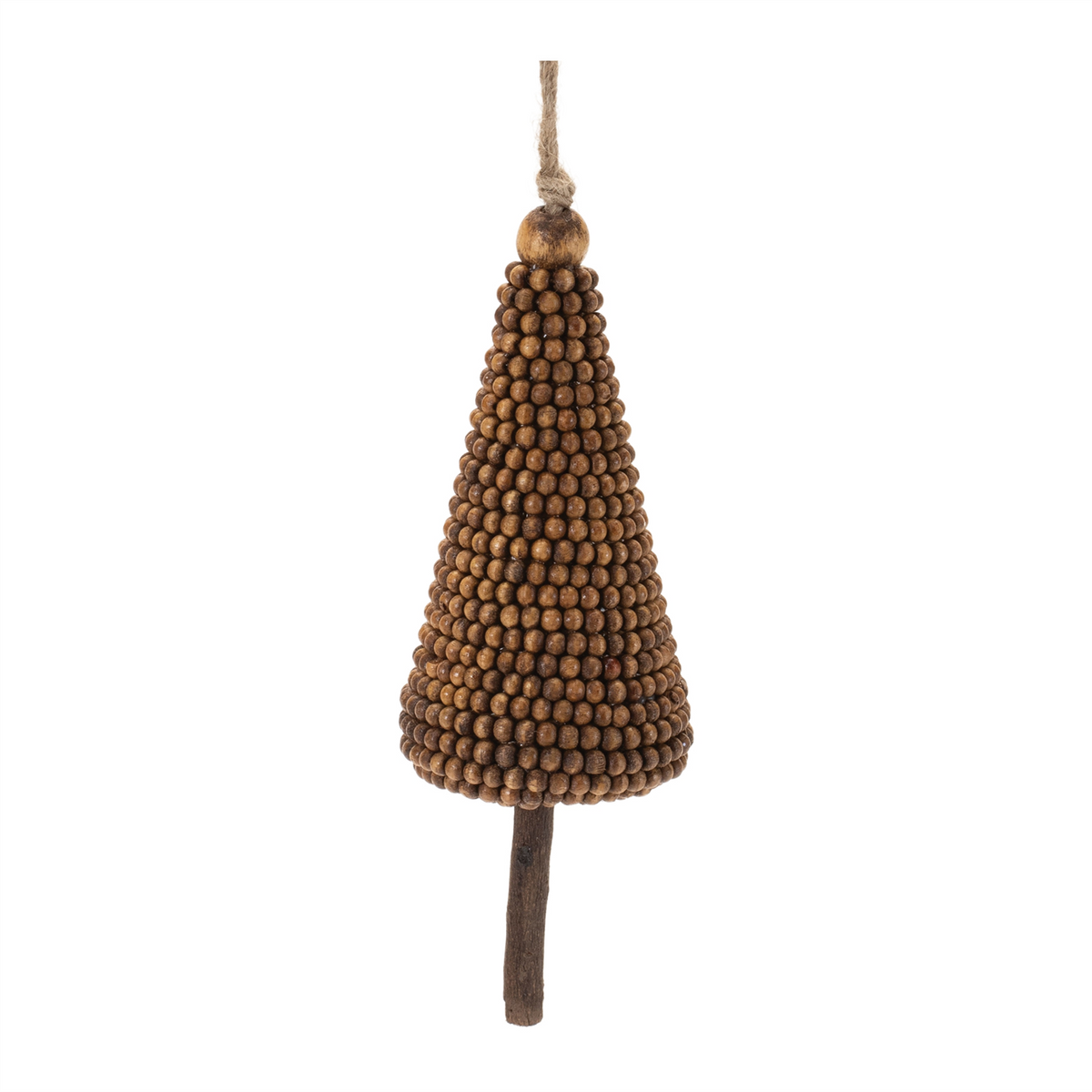 Wood Beaded Pine Tree Ornament (Set of 4)