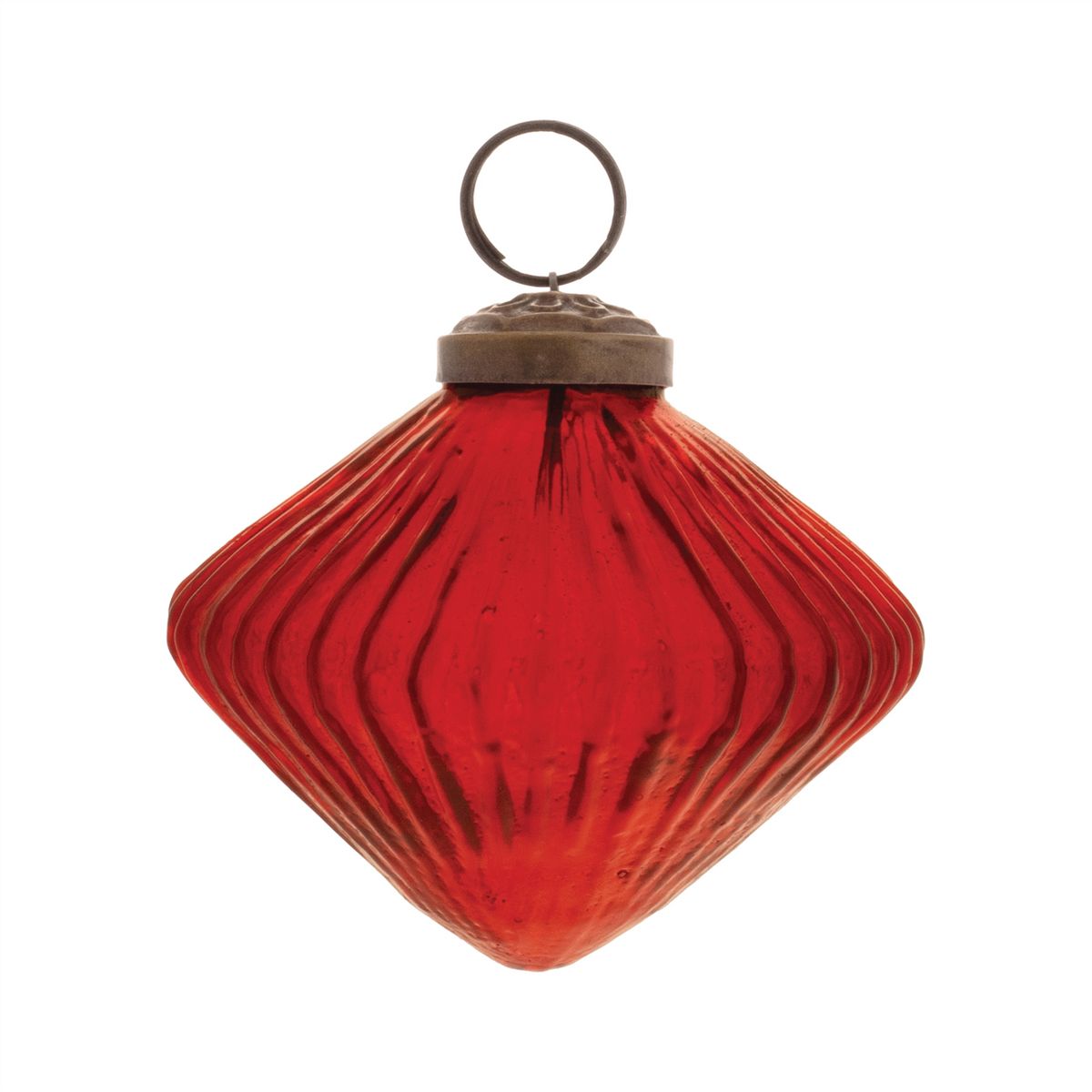 Ribbed Glass Diamond Ornament (Set of 12)