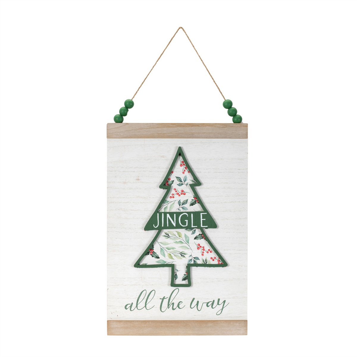 Wood Beaded Merry Christmas Banner (Set of 2)