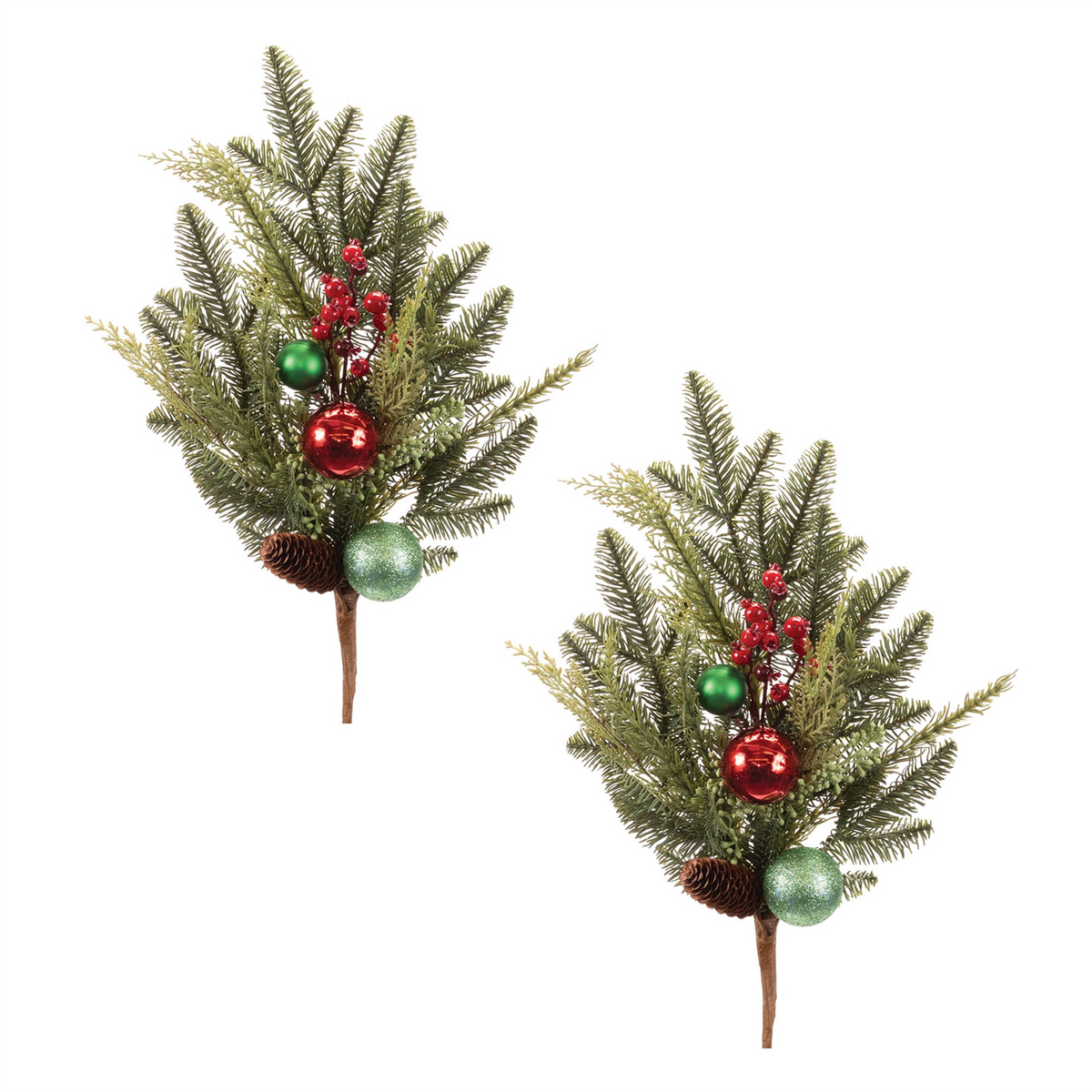 Pine w/Ornament Spray (Set of 2) 33”H Plastic