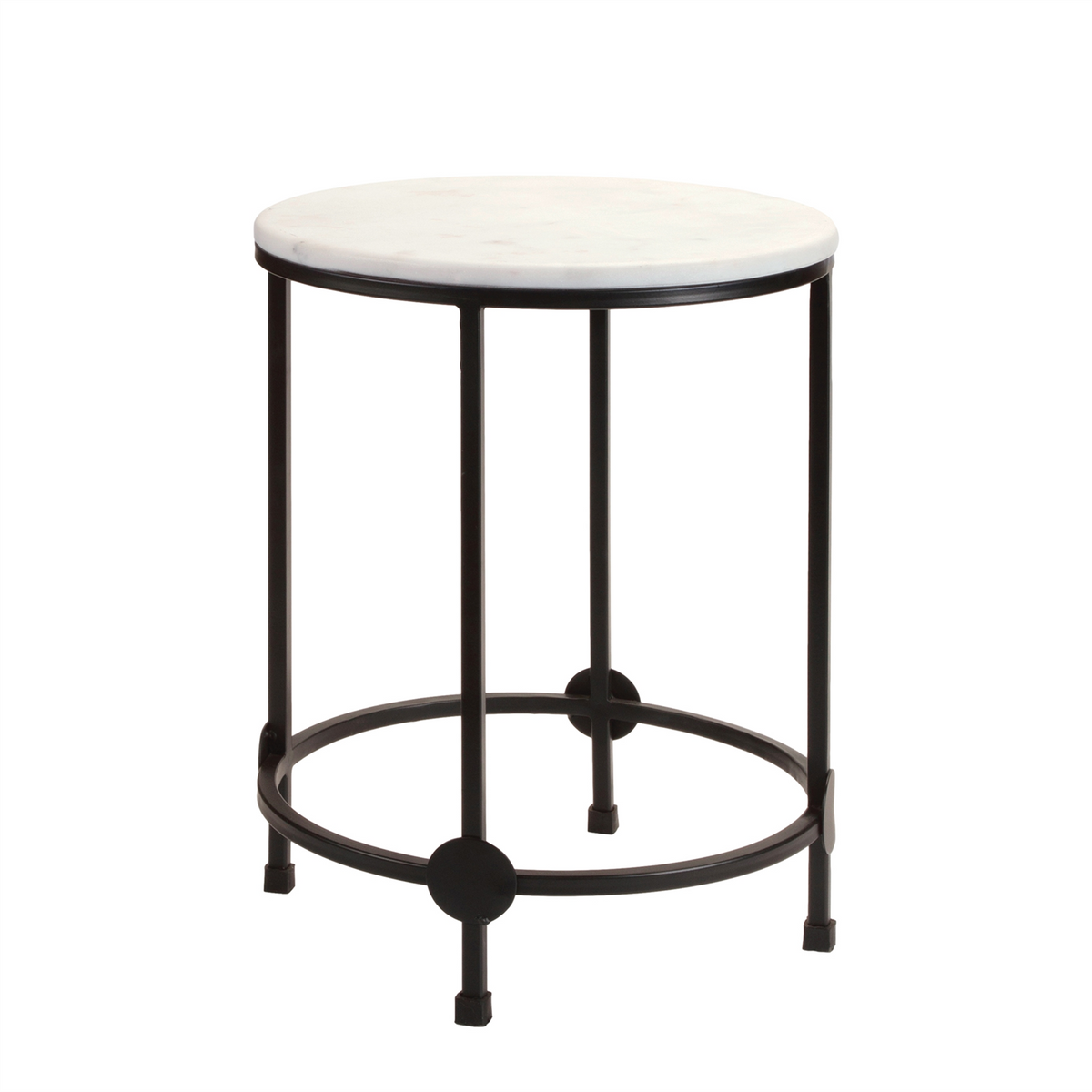 Accent Table (Set of 2) 13.5"D x 19"H, 17"D x 23"H Iron/Marble/MDF