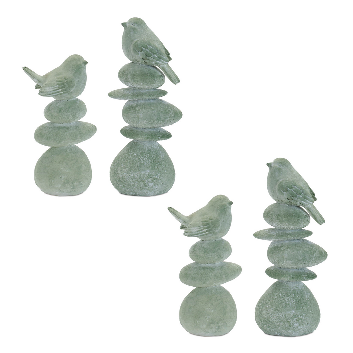 Bird on Rock Stack Figurine (Set of 4)