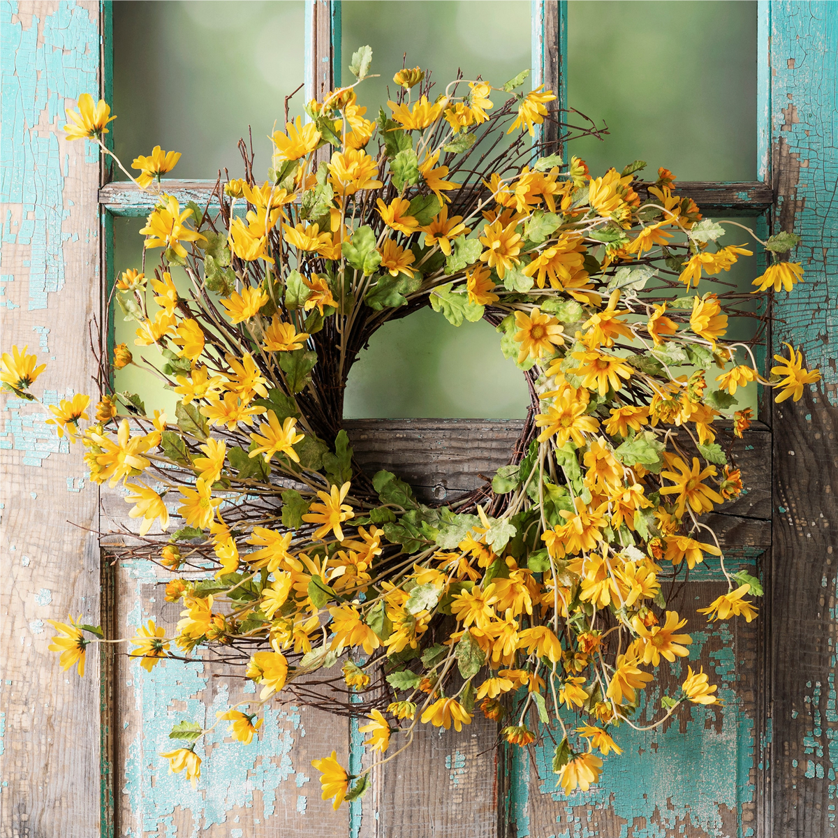 Yellow Daisy Floral Wreath 23"D
