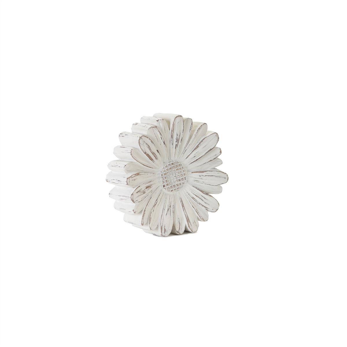 White Washed Stone Flower Decor (Set of 3)