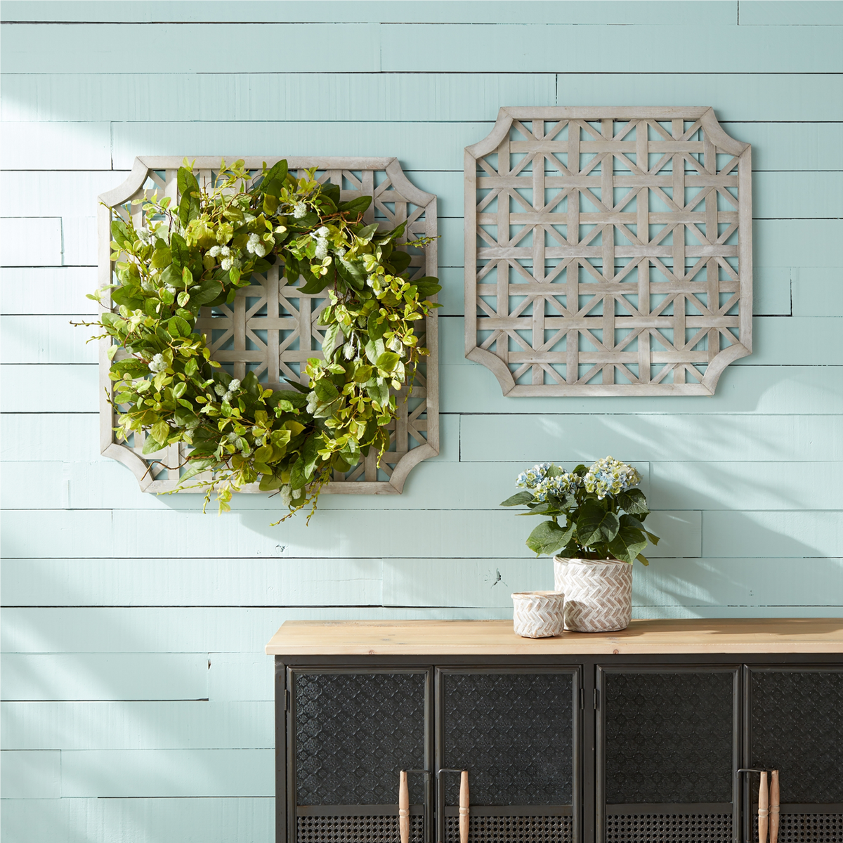 Woven Wood Square Wall Hanging (Set of 2)