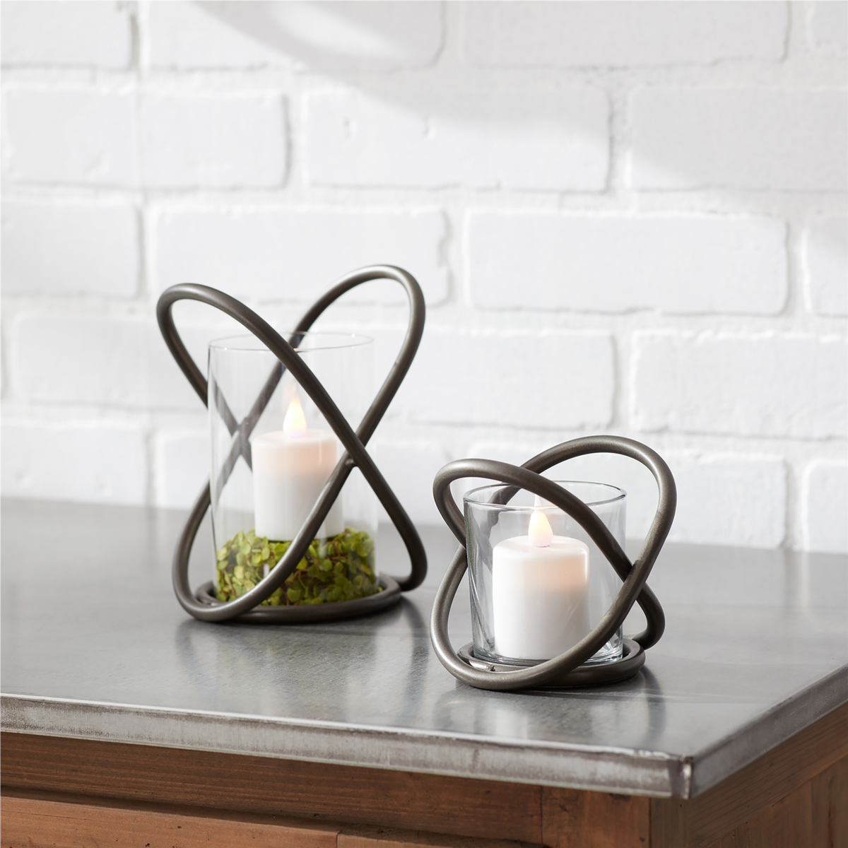 Votive Holder (Set of 2) 4”H Metal/Glass