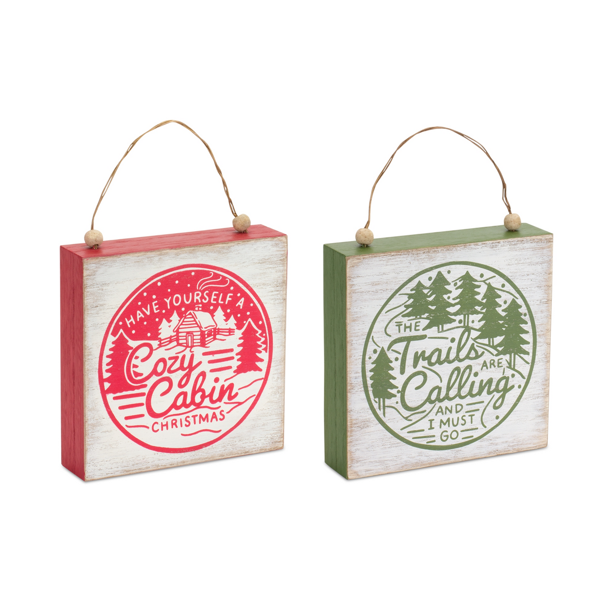 Winter Cabin and Trails Sentiment Sign (Set of 4)