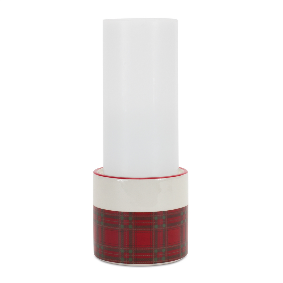 Winter Plaid Ceramic Candle Holder (Set of 2)