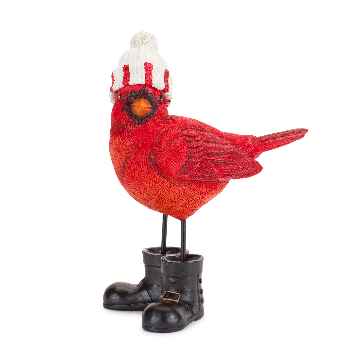 Winter Cardinal Bird Figurine with Santa Boots and Hat (Set of 3)