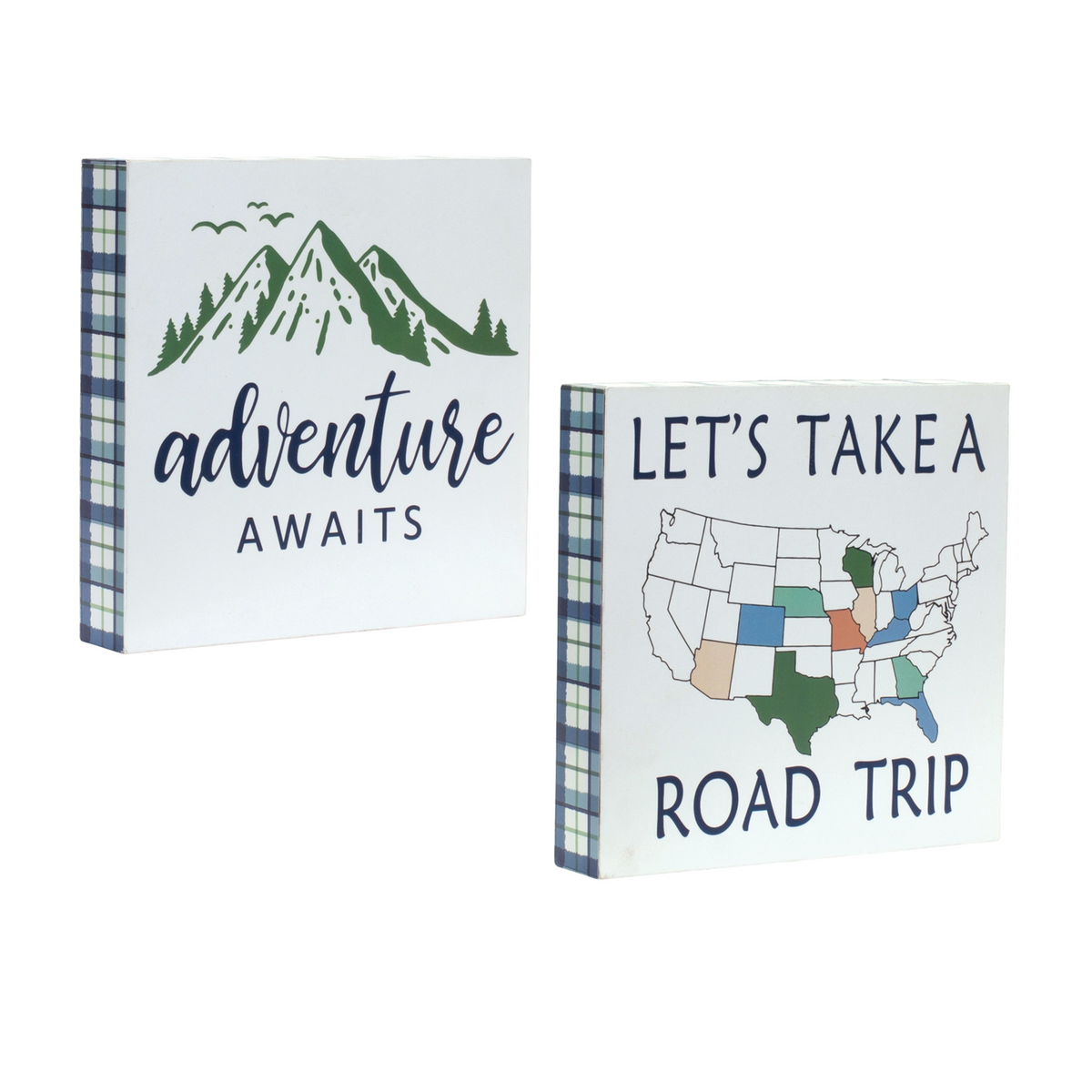 Wood Adventure Block Sentiment Sign (Set of 4)