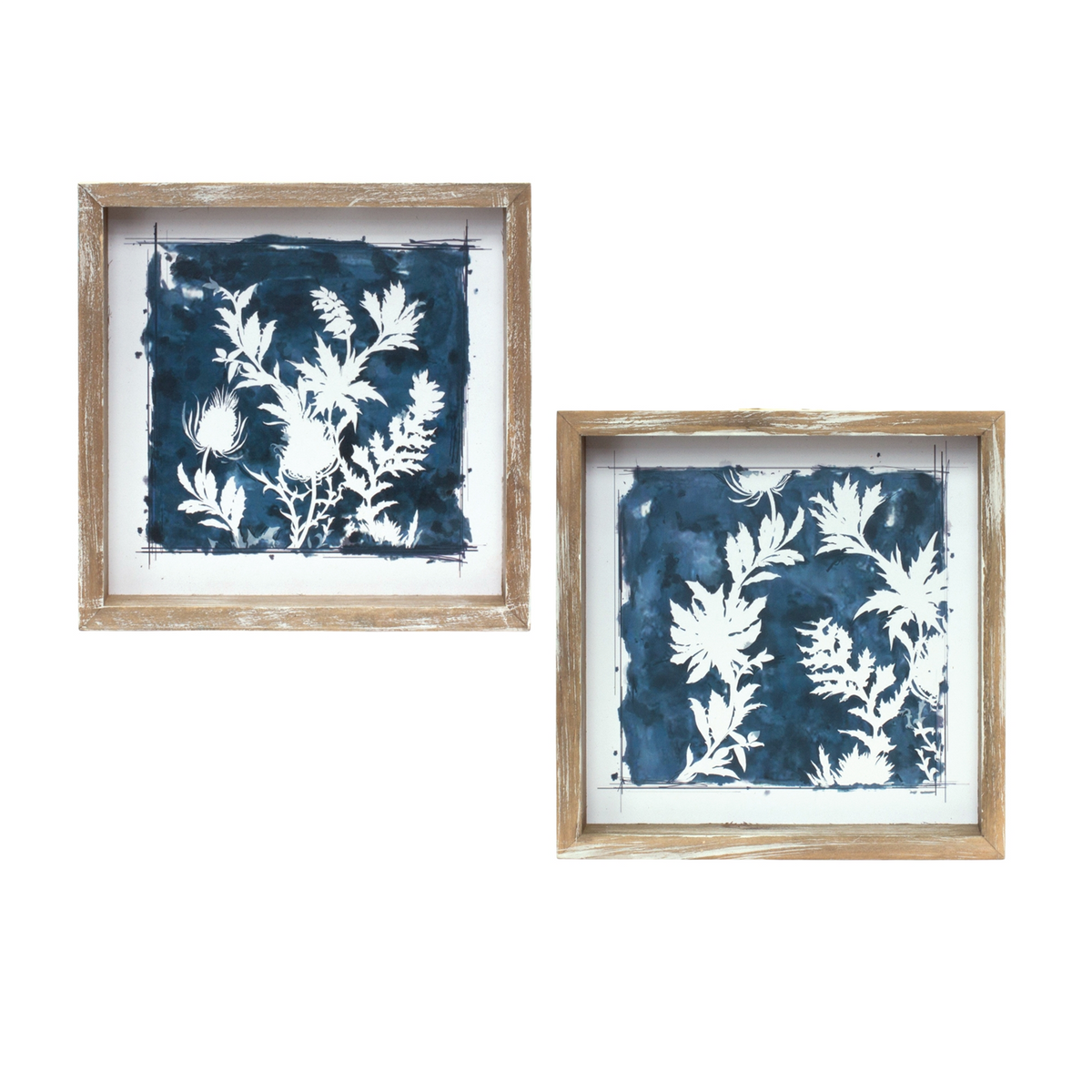 Wood Framed Floral Outline Print (Set of 6)