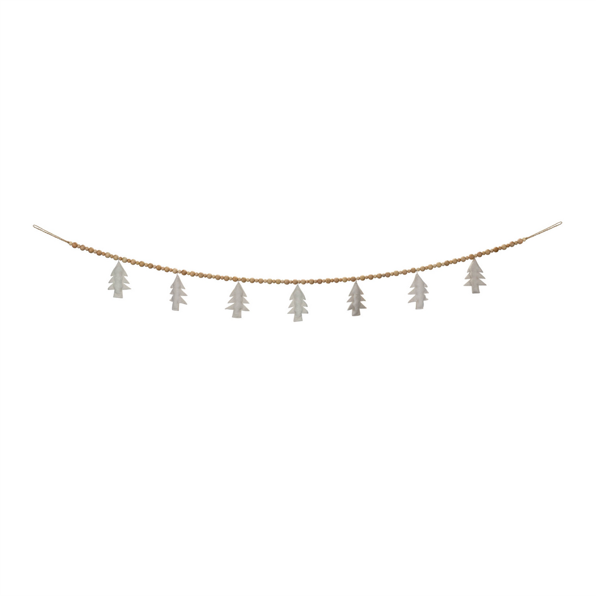 Wood Beaded Wool Tree Garland (Set of 2)