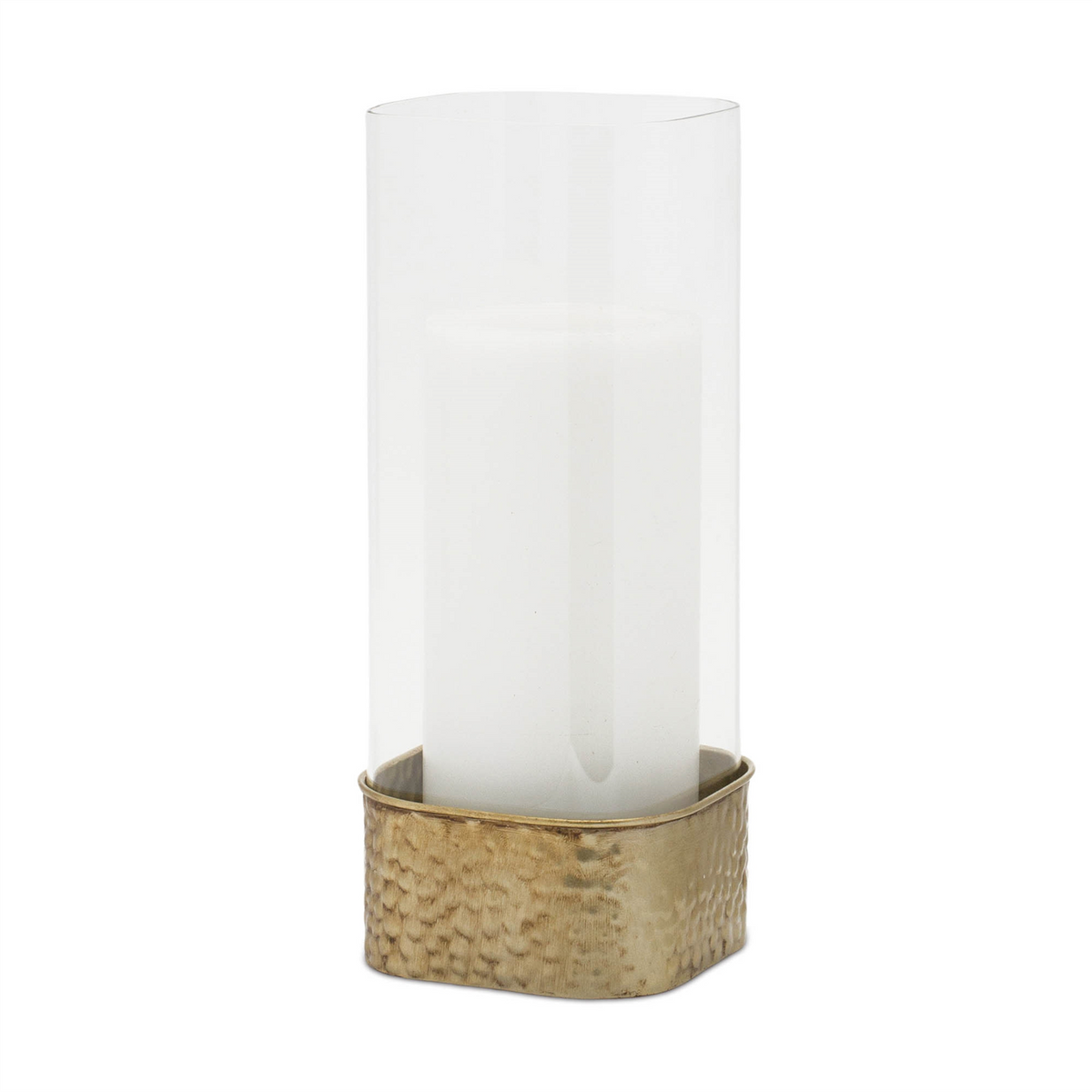 Candle Holder (Set of 2) 4.5"L x 10"H, 5.25"L x 12"H Iron/Glass