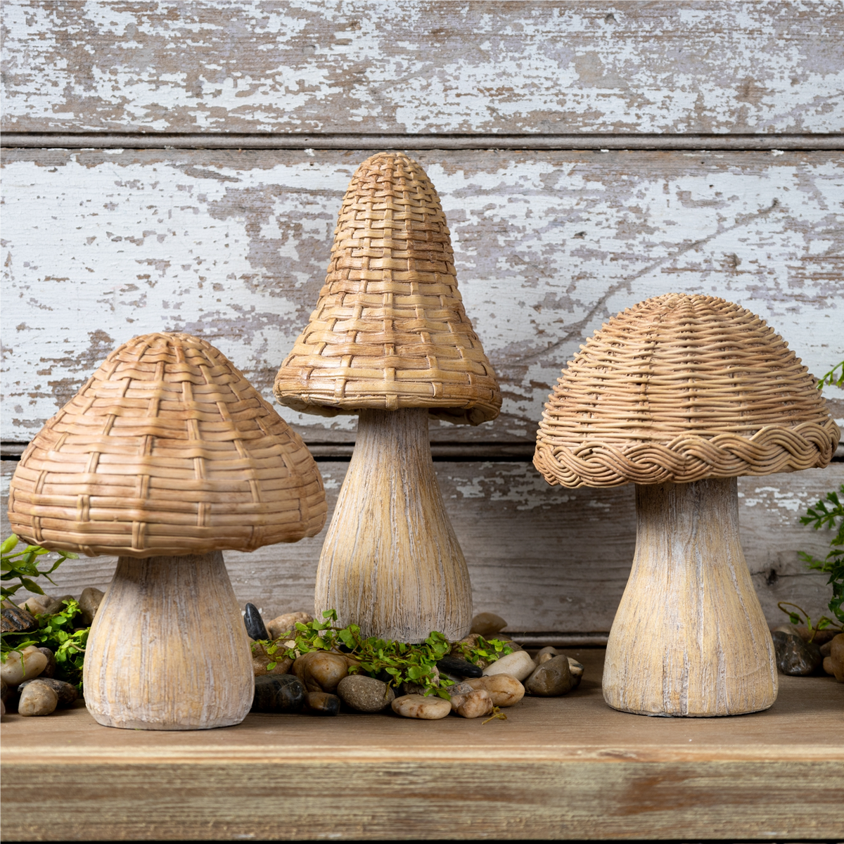 Wicker Mushroom Decor (Set of 3)