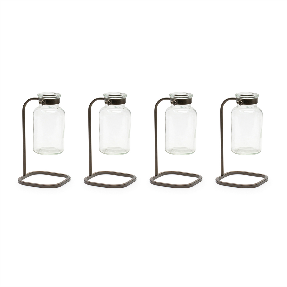 Bottle Vase in Iron Stand (Set of 4)