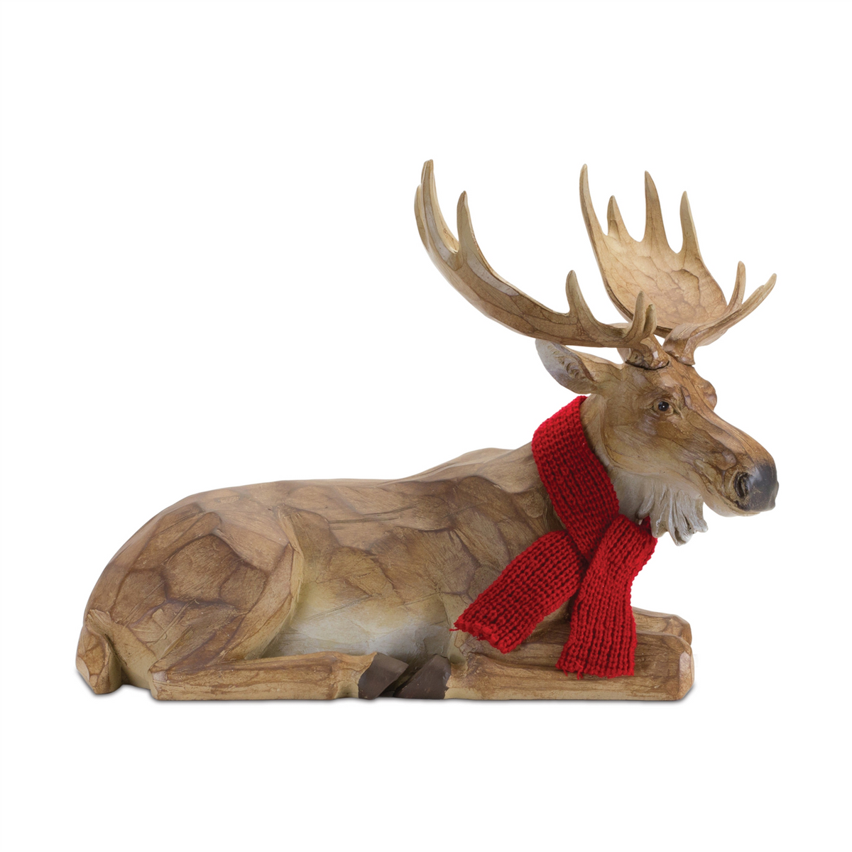 Carved Winter Moose with Scarf (Set of 2)