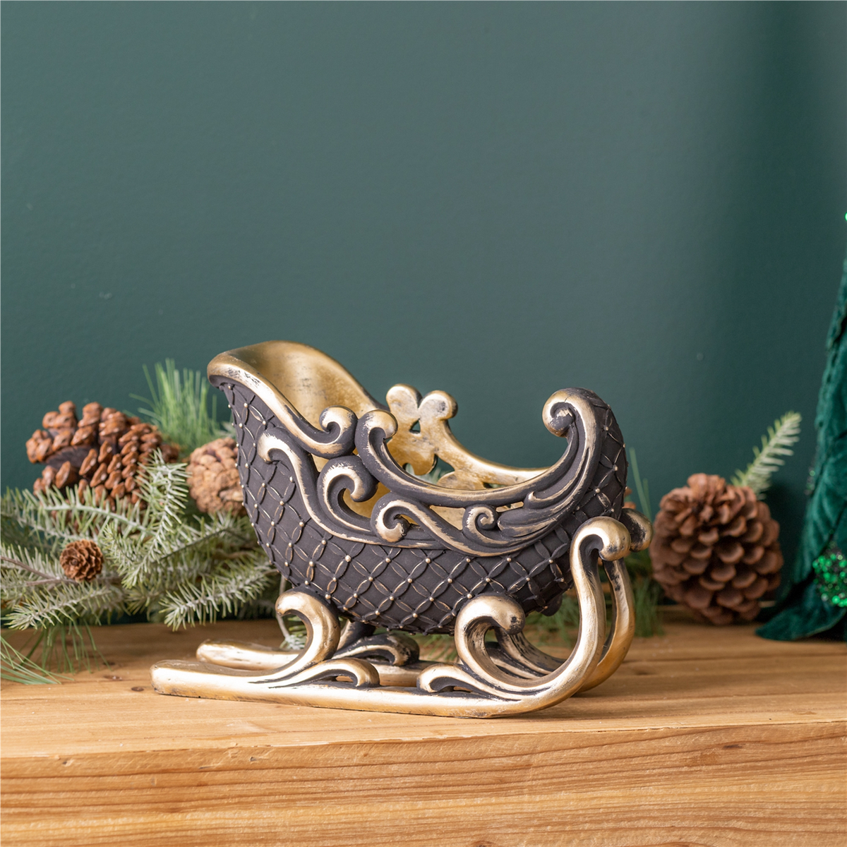 Elegant Holidy Sleigh Decor 10"L