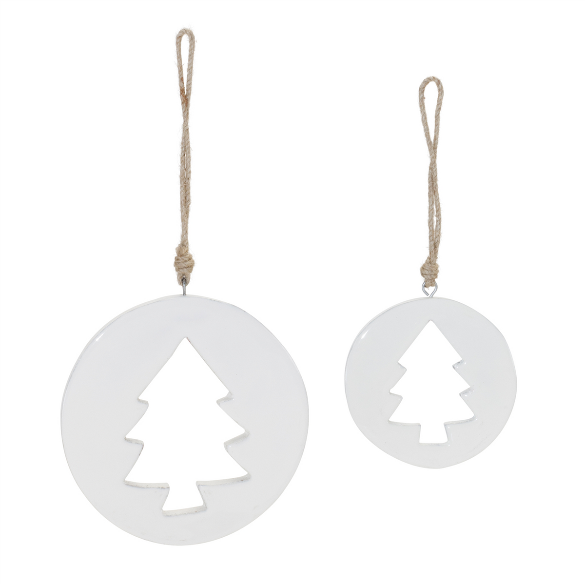 White Wood Pine Tree Cut-Out Ornament (Set of 12)