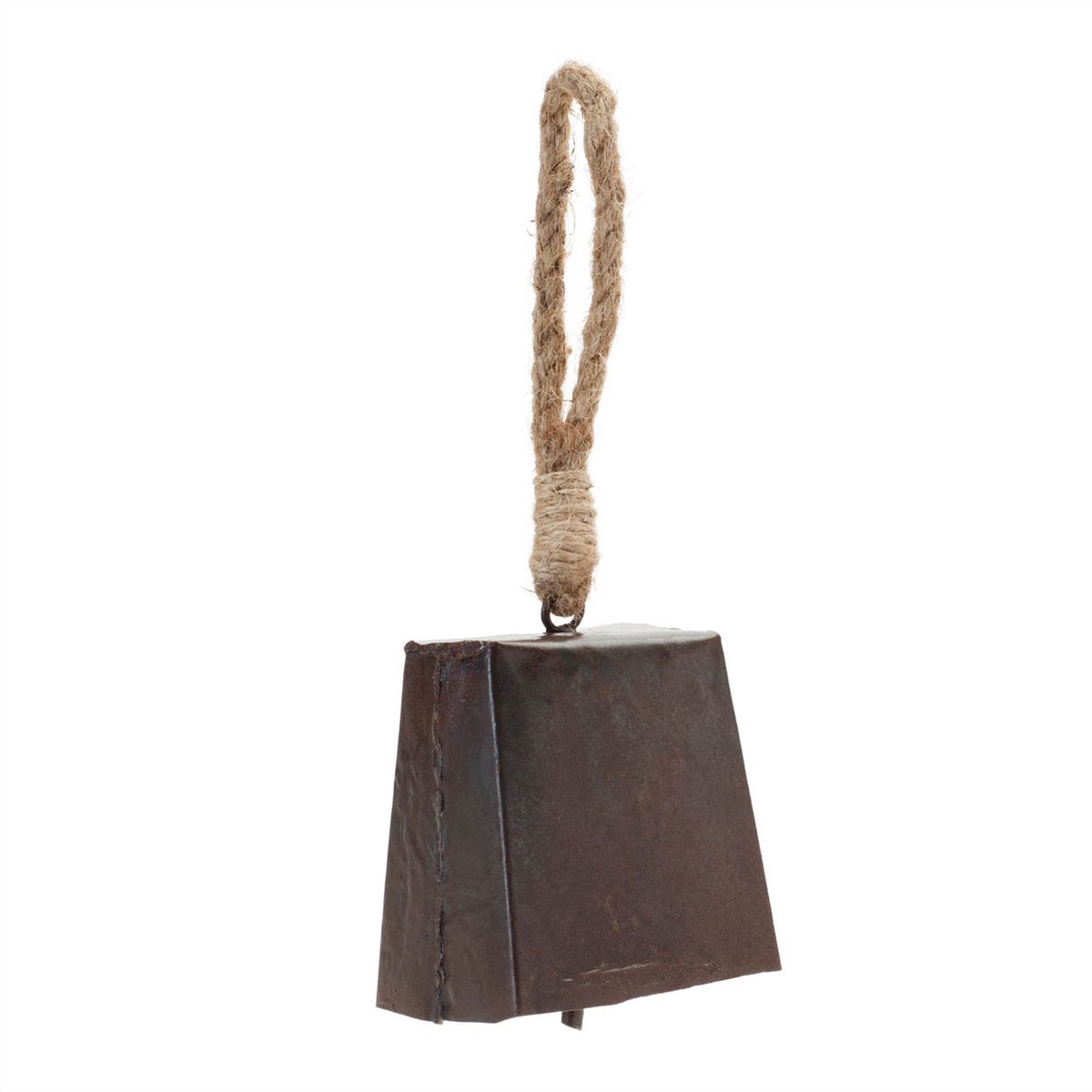 Bronze Metal Bell Ornament with Jute Rope Hanger (Set of 4)