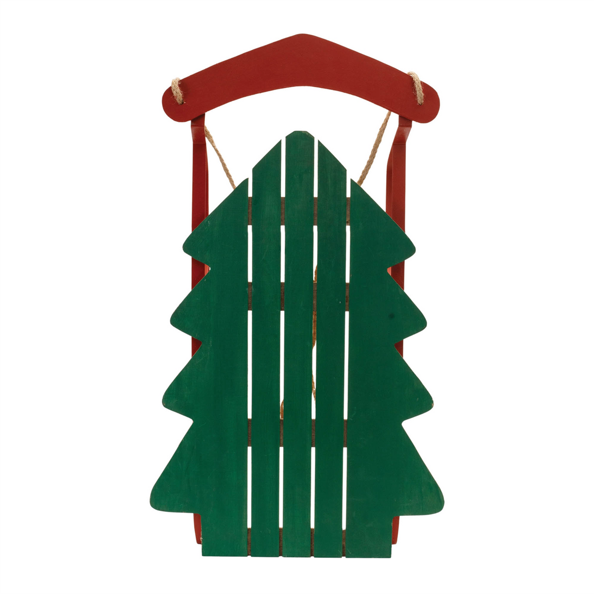 Wood Pine Tree Sled Decor 29.5"H
