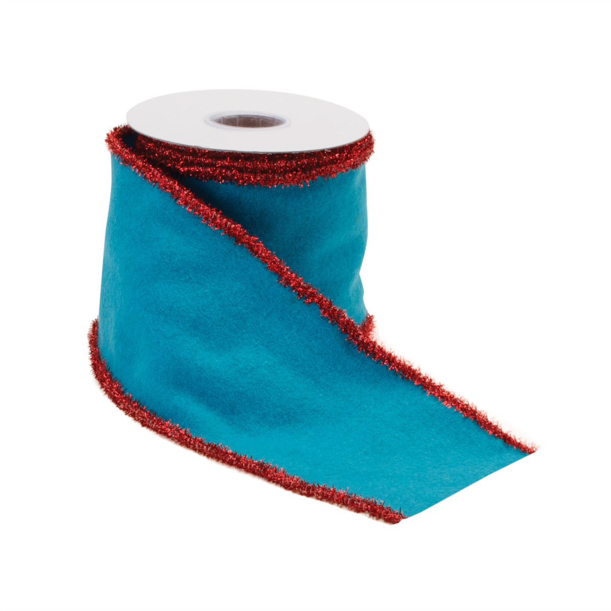 Blue Wool and Red Wired Ribbon (Set of 2)