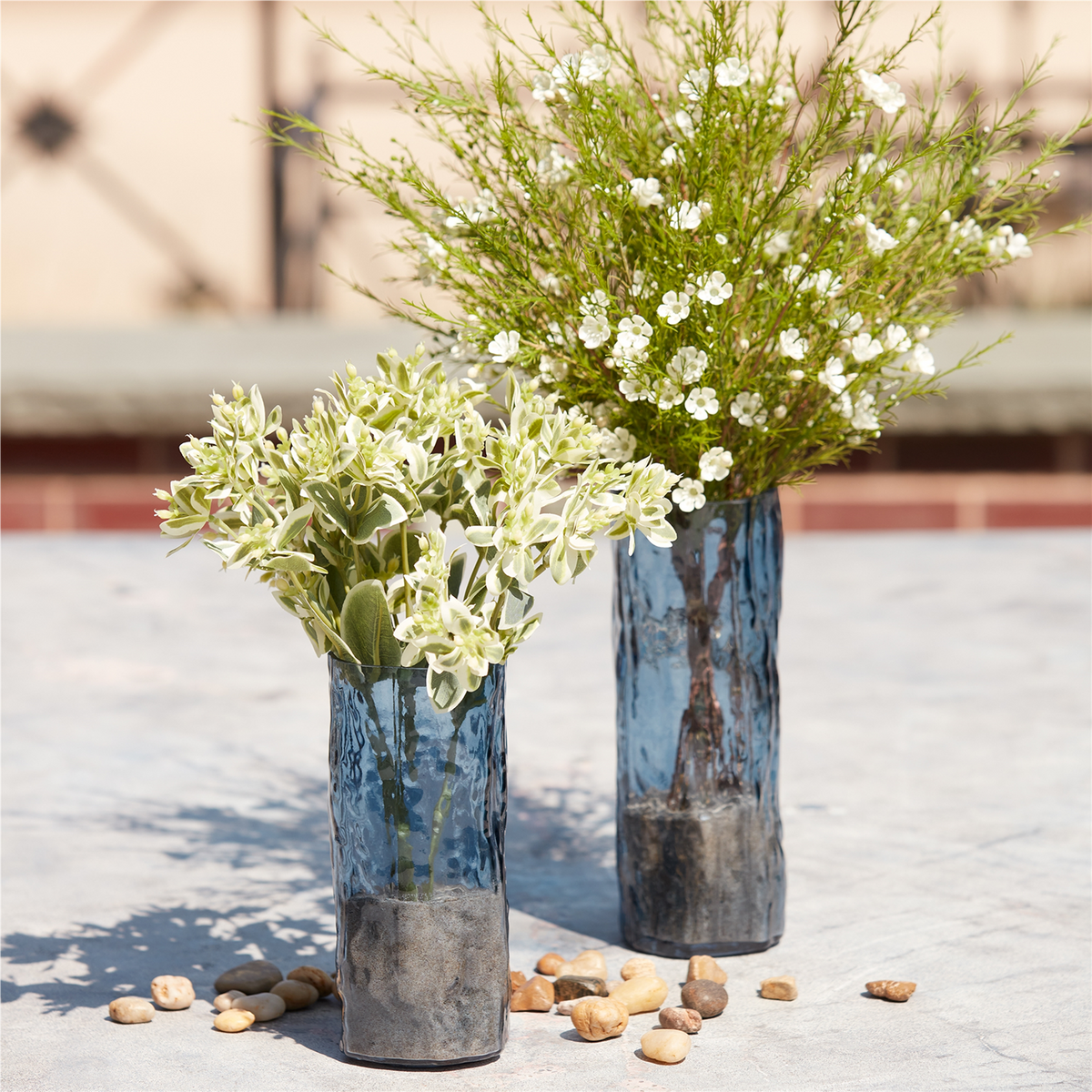 Blue Wavy Glass Vase (Set of 2)