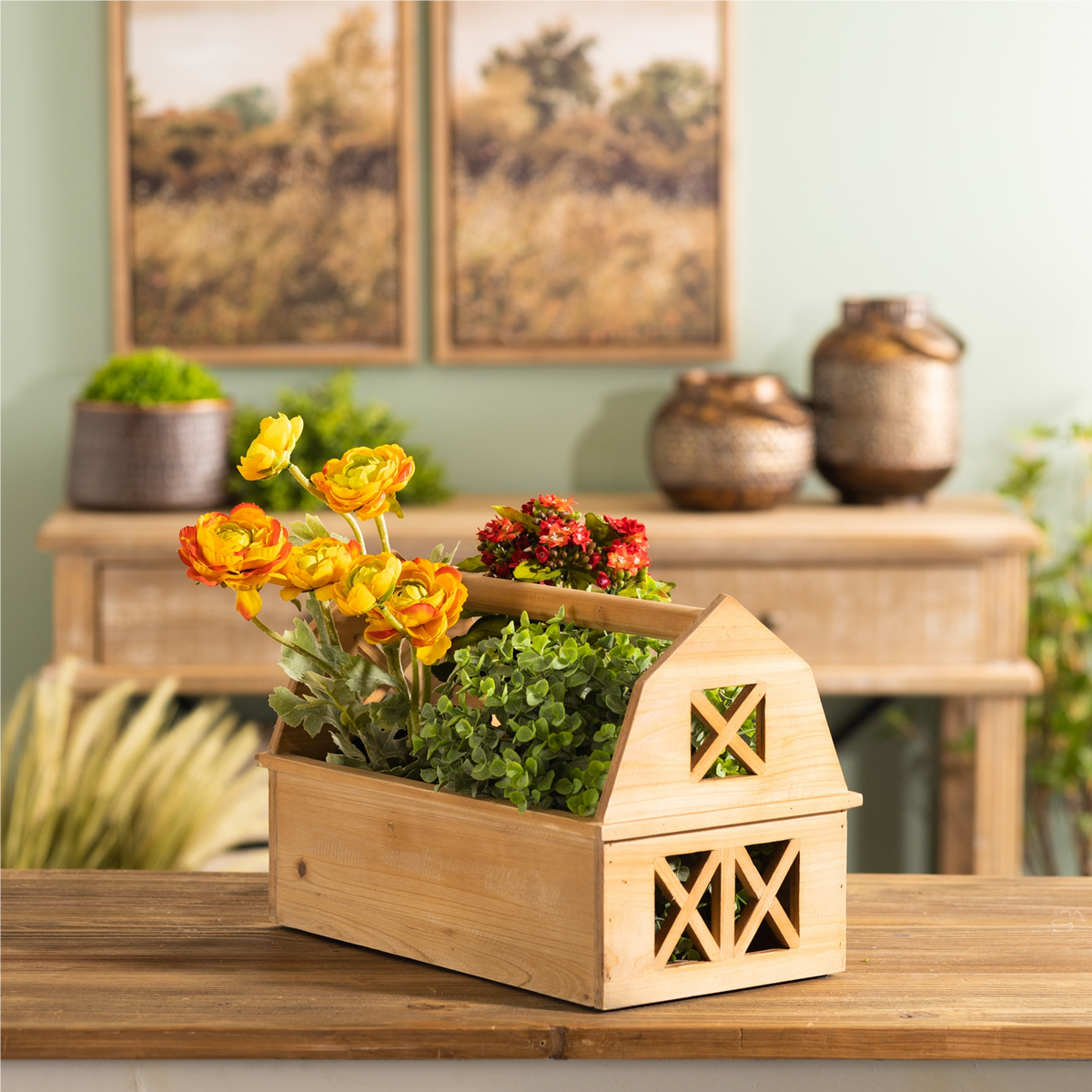 Wood Barn Caddy Tray 15"L