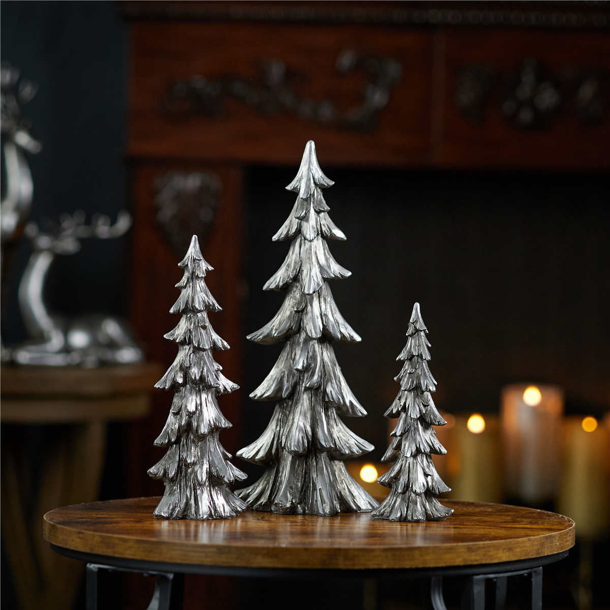 Tree (Set of 3) 7.5"H, 10"H, 13.5"H Resin