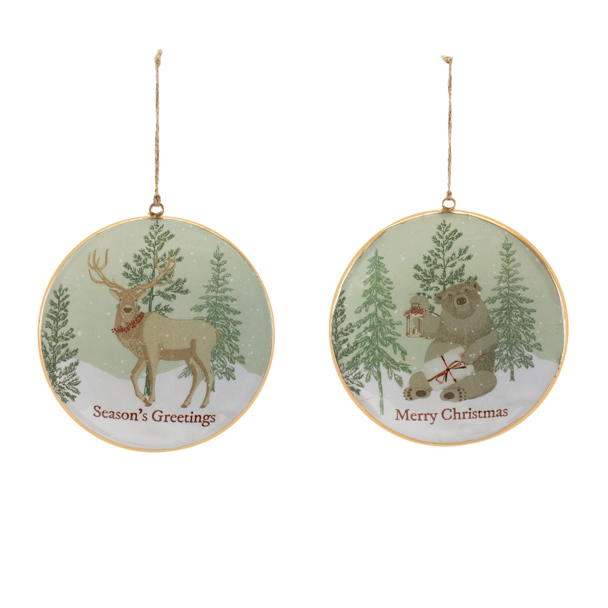 Woodland Christmas Sentiment Disc Ornament (Set of 6)