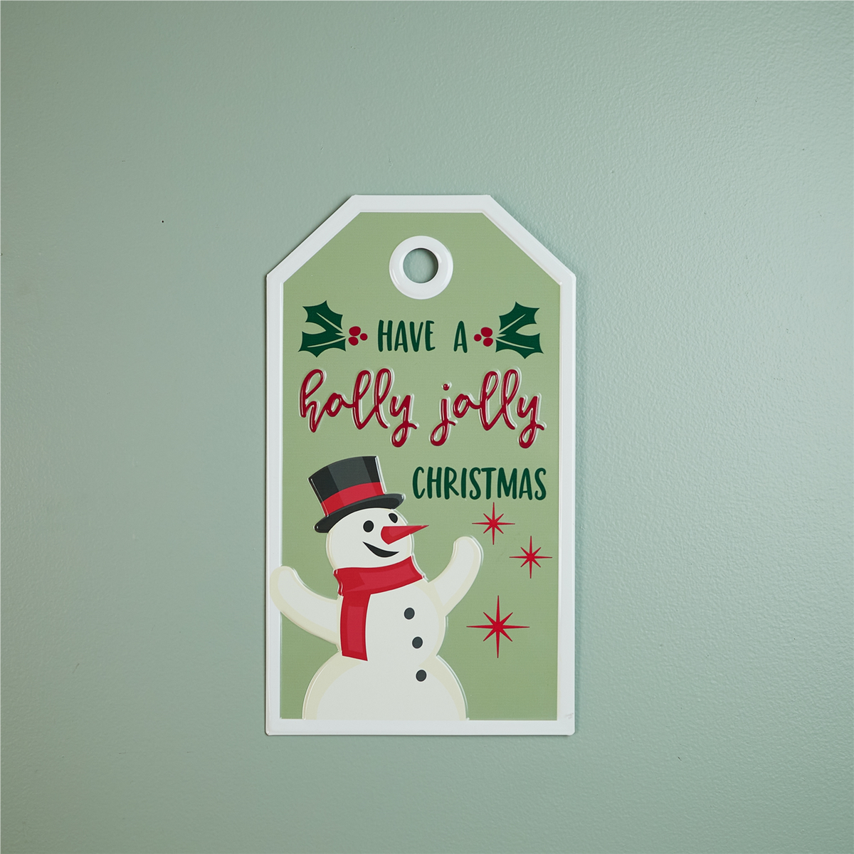 Metal Snowman Christmas Sentiment Tag 16"H