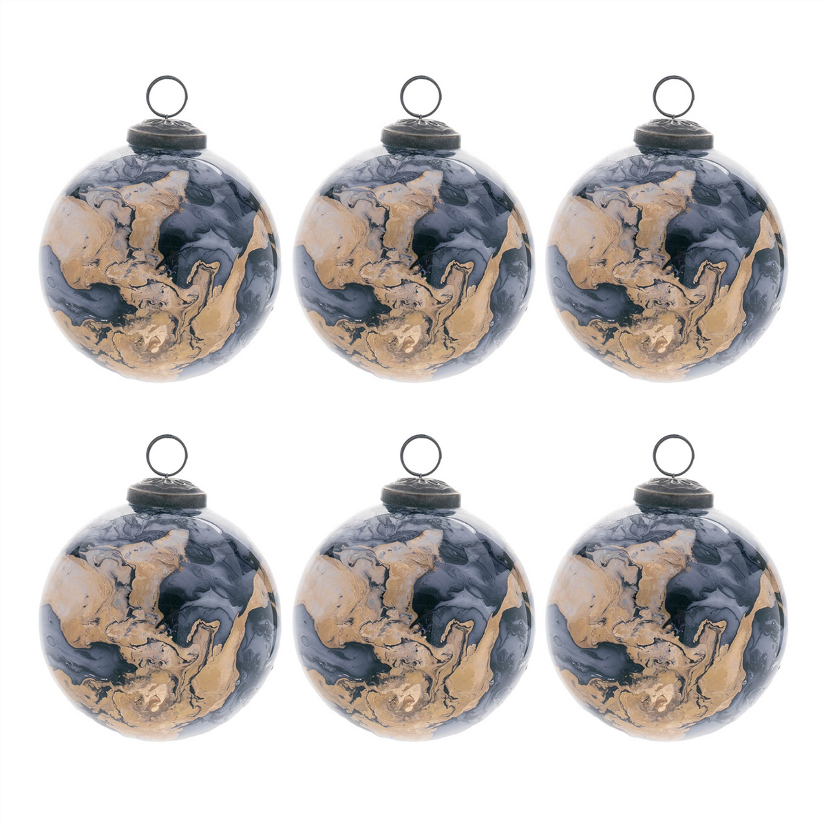 Ball Ornament (Set of 6) 4”D Glass