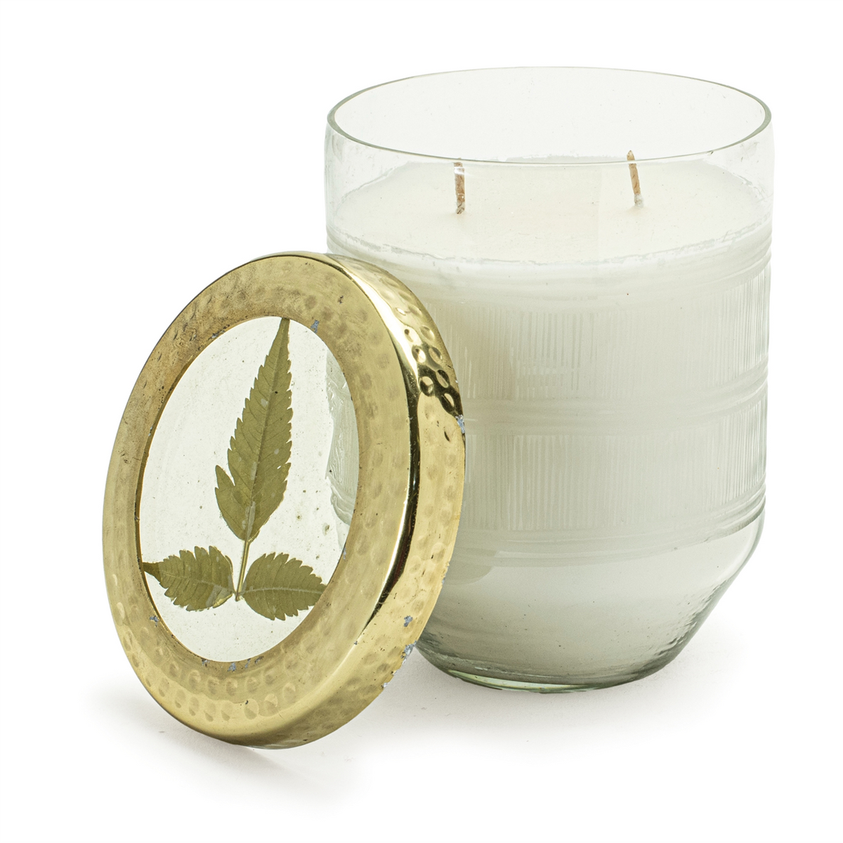 Whit Currant Scented Soy Candle with Pressed Floral Lid 5"D