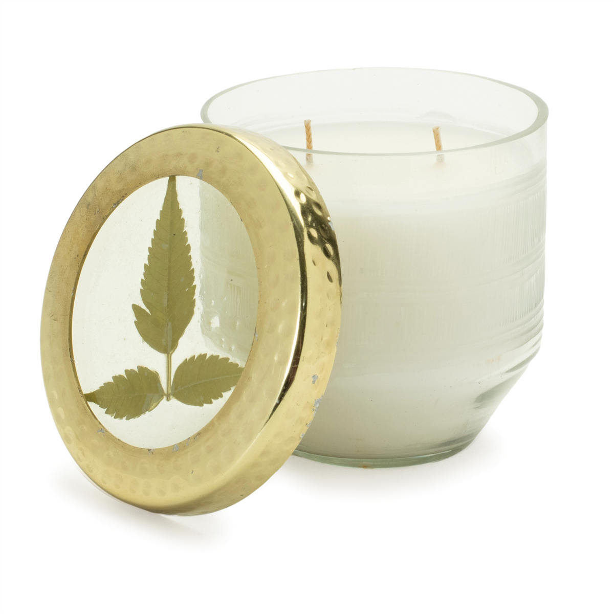 Whit Currant Scented Soy Candle with Pressed Floral Lid 4.25"D