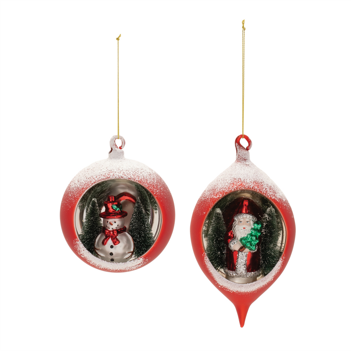Mercury Glass Ornament with Pine Trees (Set of 6)