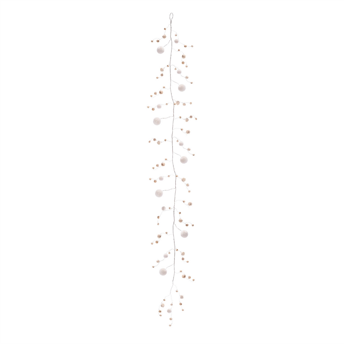 Wood Bead and Puff Ball Garland (Set of 2)