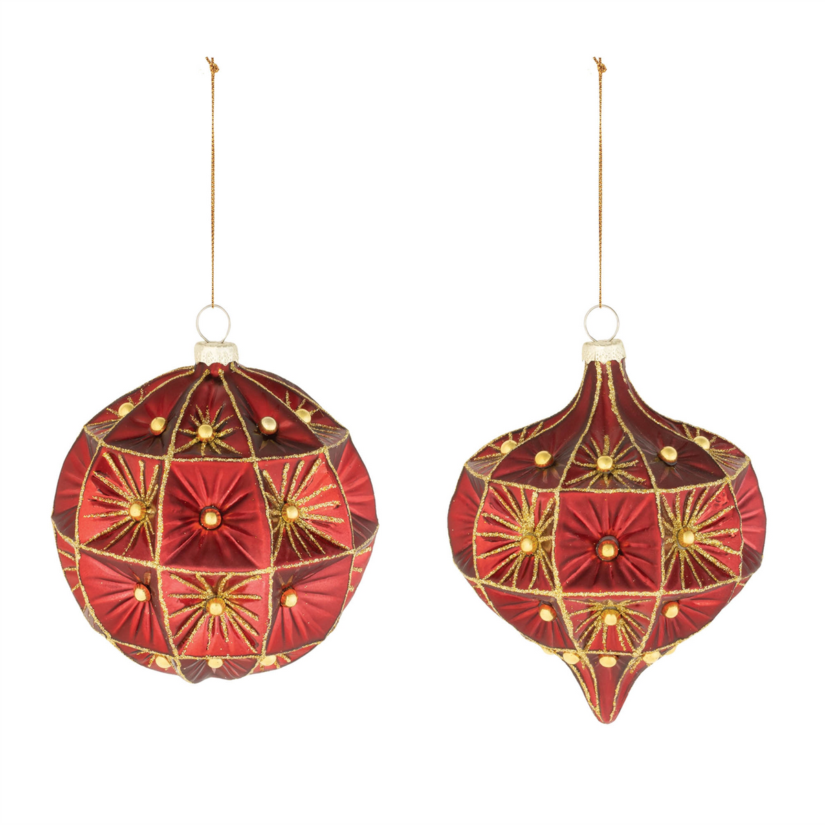 Ornament (Set of 6) 4"H, 4.5"H Glass