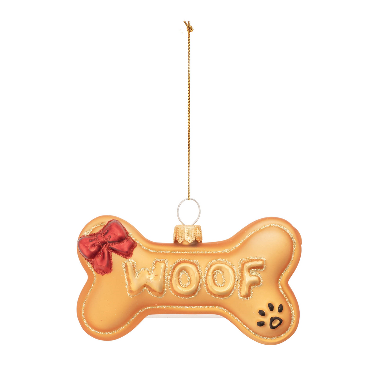 Woof Bone Ornament (Set of 12) 3.75"L x 3"H Glass