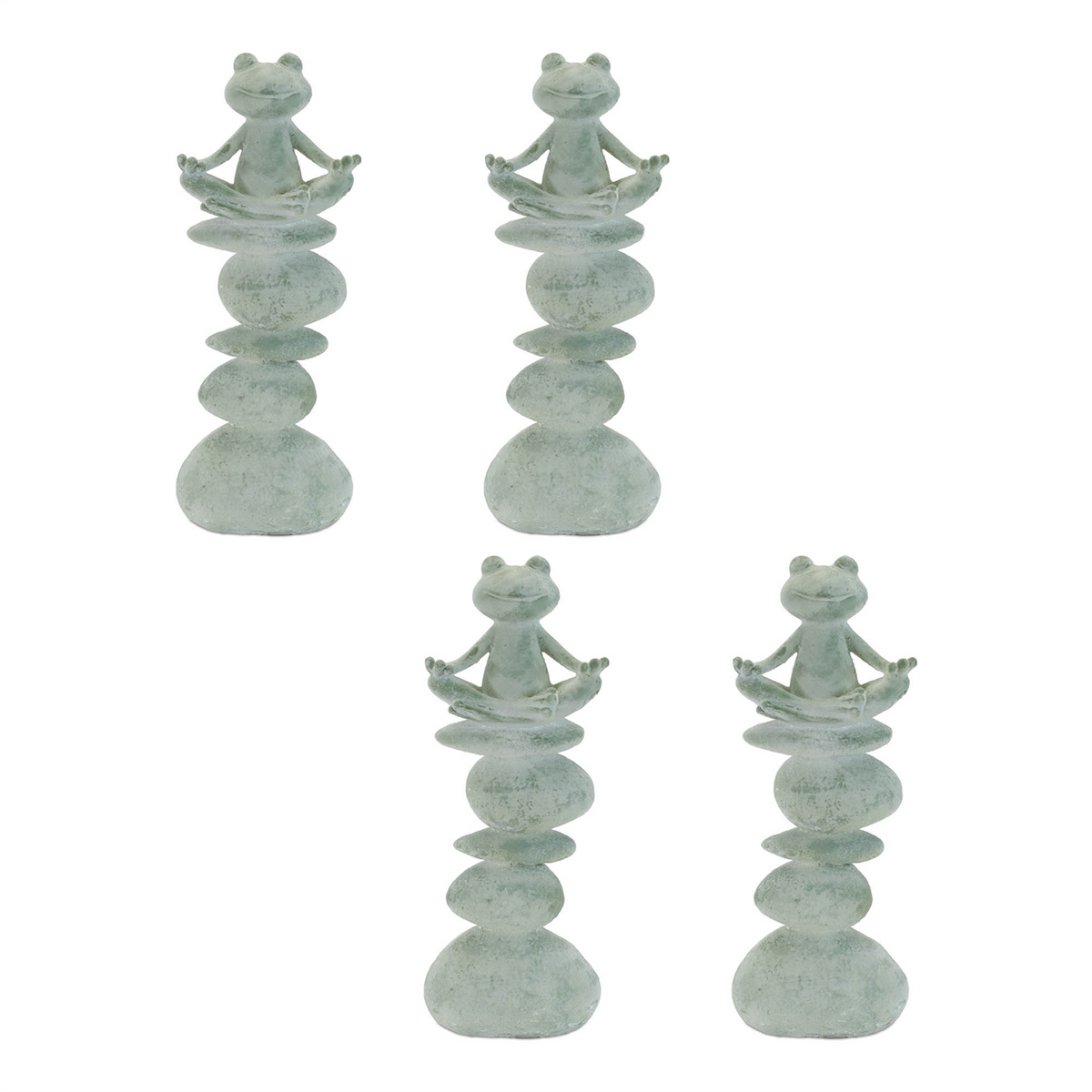 Yoga Frog on Rock Stack Statue (Set of 4)