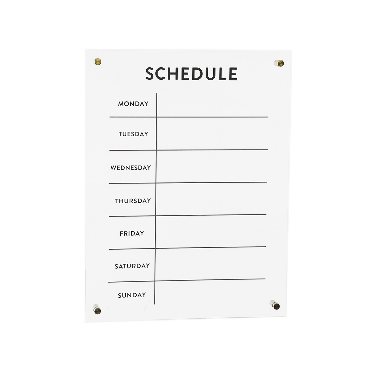 Acrylic Dry Erase Weekly Calender 19"H