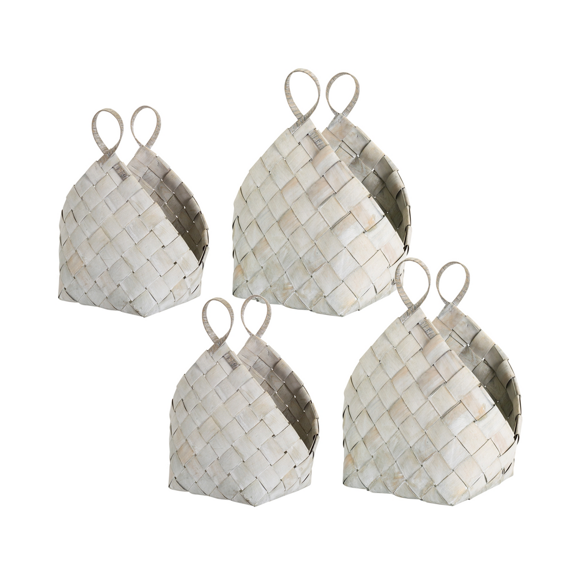 Woven Metasequoia Wood Basket with Handles (Set of 4)