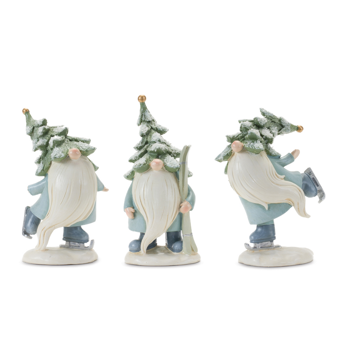Gnome w/Skis and Skates (Set of 3) 7.25”H Resin