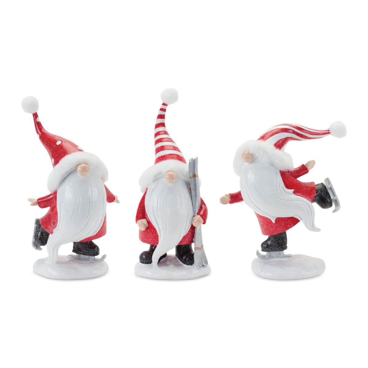 Winter Sport Gnome (Set of 3) 7"H, 8"H, 8.5"H Resin