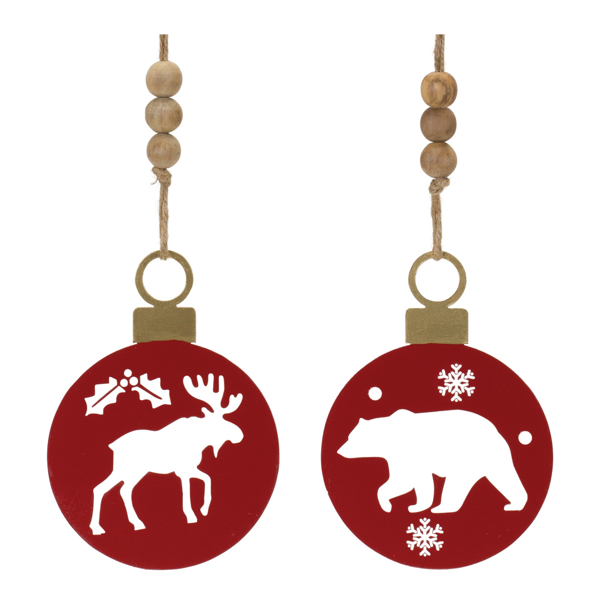 Bear and Moose Cut-Out Ornament (Set of 12) 7.5”H Iron