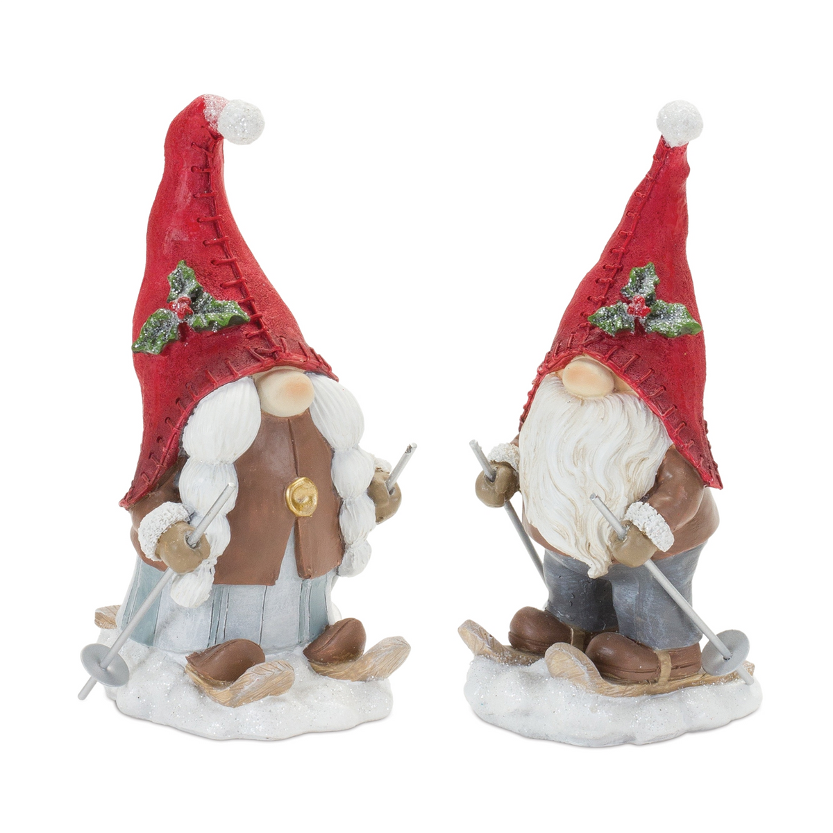 Winter Gnome on Skis Figurine (Set of 4)