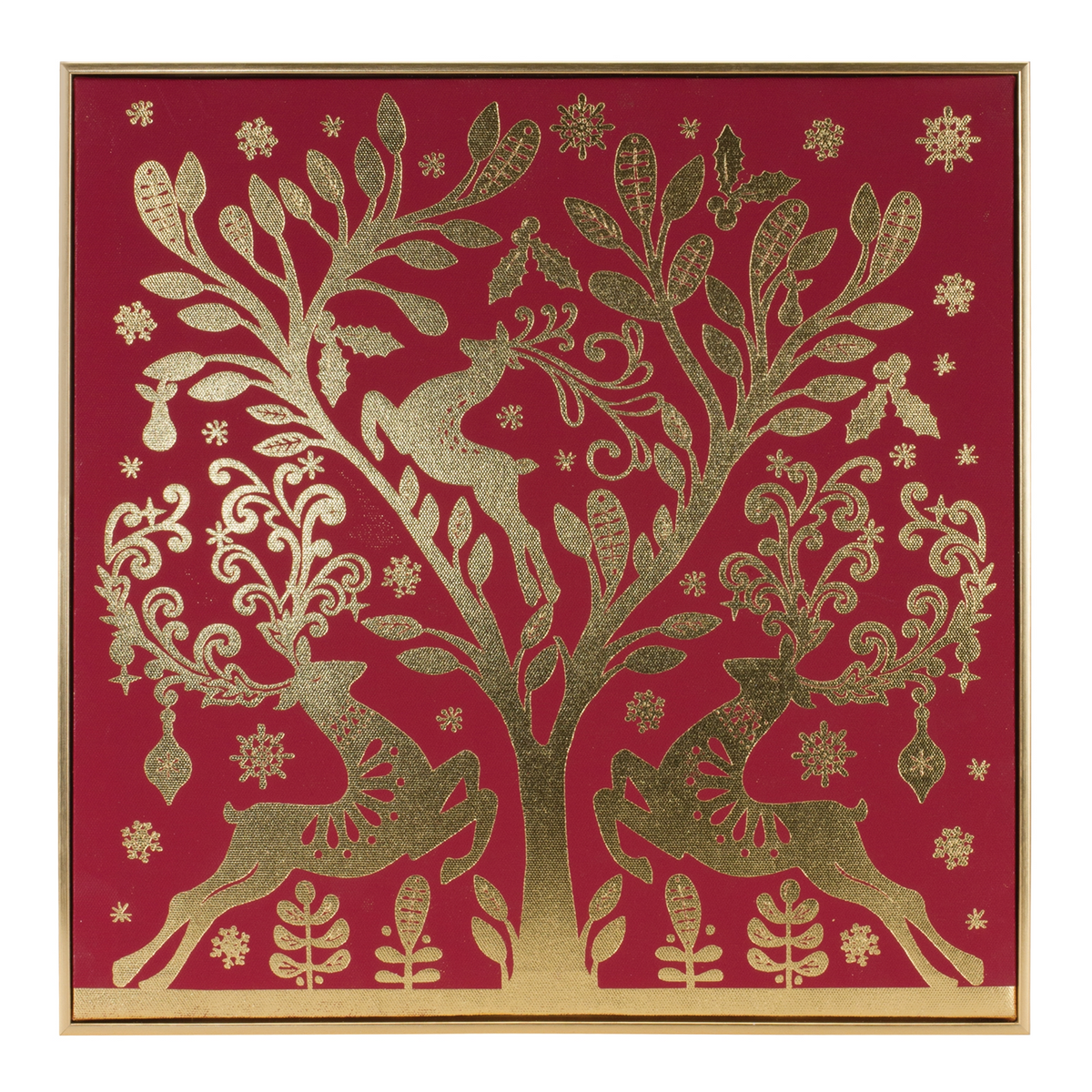 Framed Holiday Deer Print 15.5"SQ