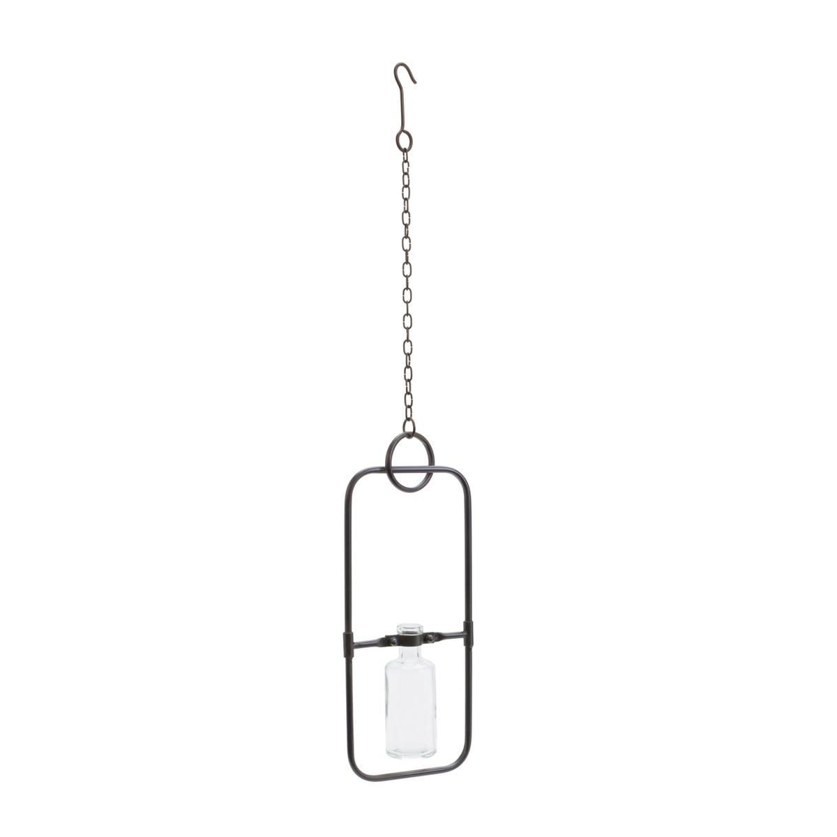 Hanging Bottle Vase in Metal Frame (Set of 2)